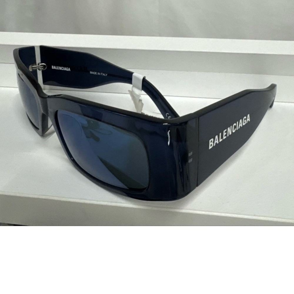 BALENCIAGA Blue Mirrored Geometric Unisex Sunglass BB0328S 004 New no case .R14A - Picture 5 of 10